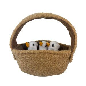 Folktails Folkmanis 3 Ducklings in a Basket Finger Puppet Furry Folk Toy Cute